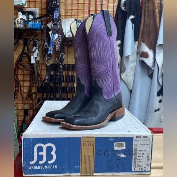 Anderson Bean Shoes - Anderson Bean Black and Purple Western Boots